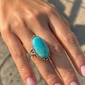 Kingman Turquoise 925 Sterling Silver Ring - Handmade Bohemian Natural Gemstone Jewelry