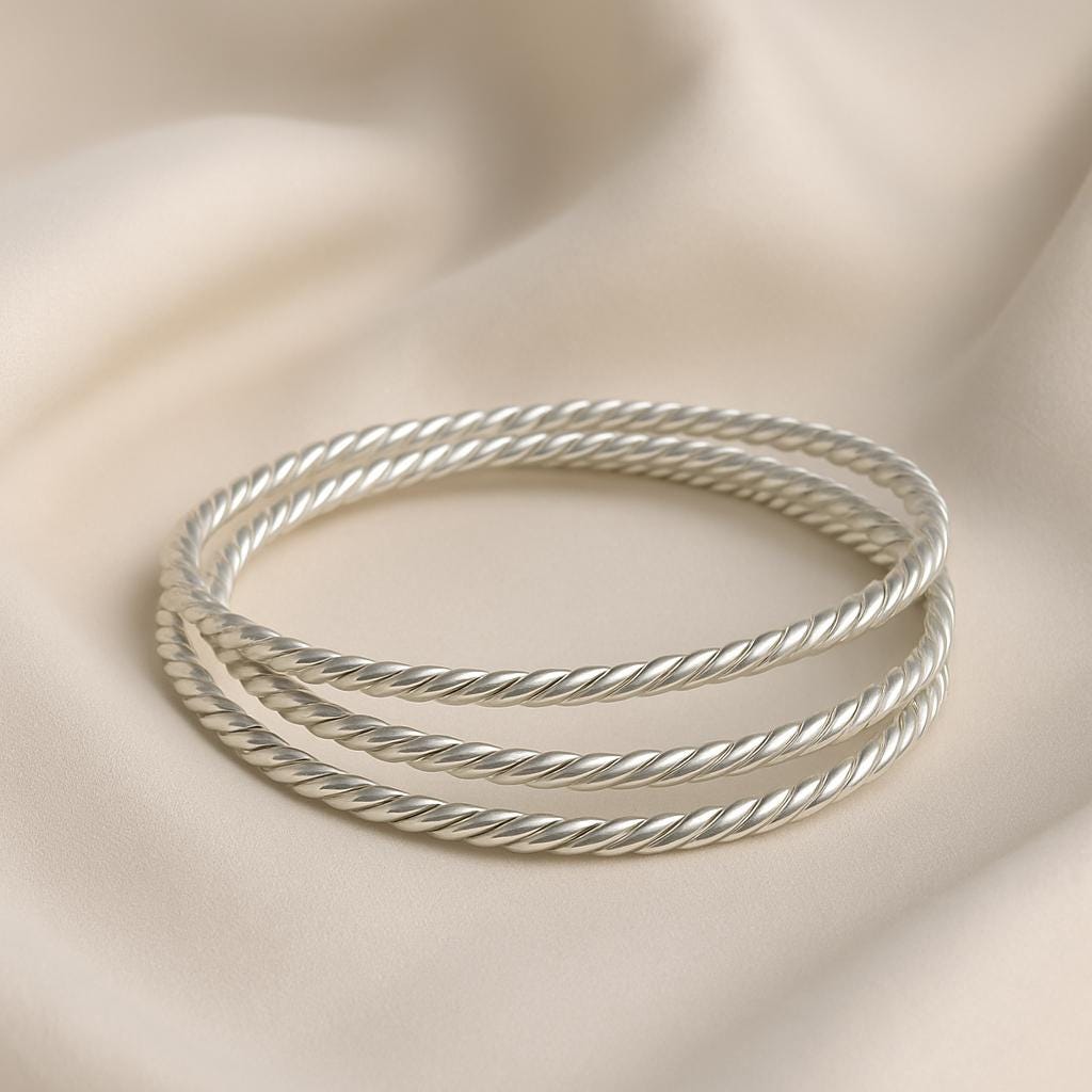 Sterling Silver Twisted Bangle Set - Etsy