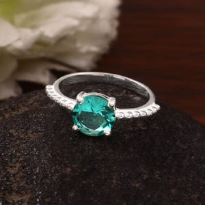 Green Tourmaline Sterling Silver Ring: Handmade Faceted Gemstone Statement