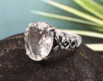 SLIACETE Stacking Ring - 925 Sterling Silver With White Topaz & Cubic Zirconia, Geometric Design, Size 7, Gift For Women - View #10