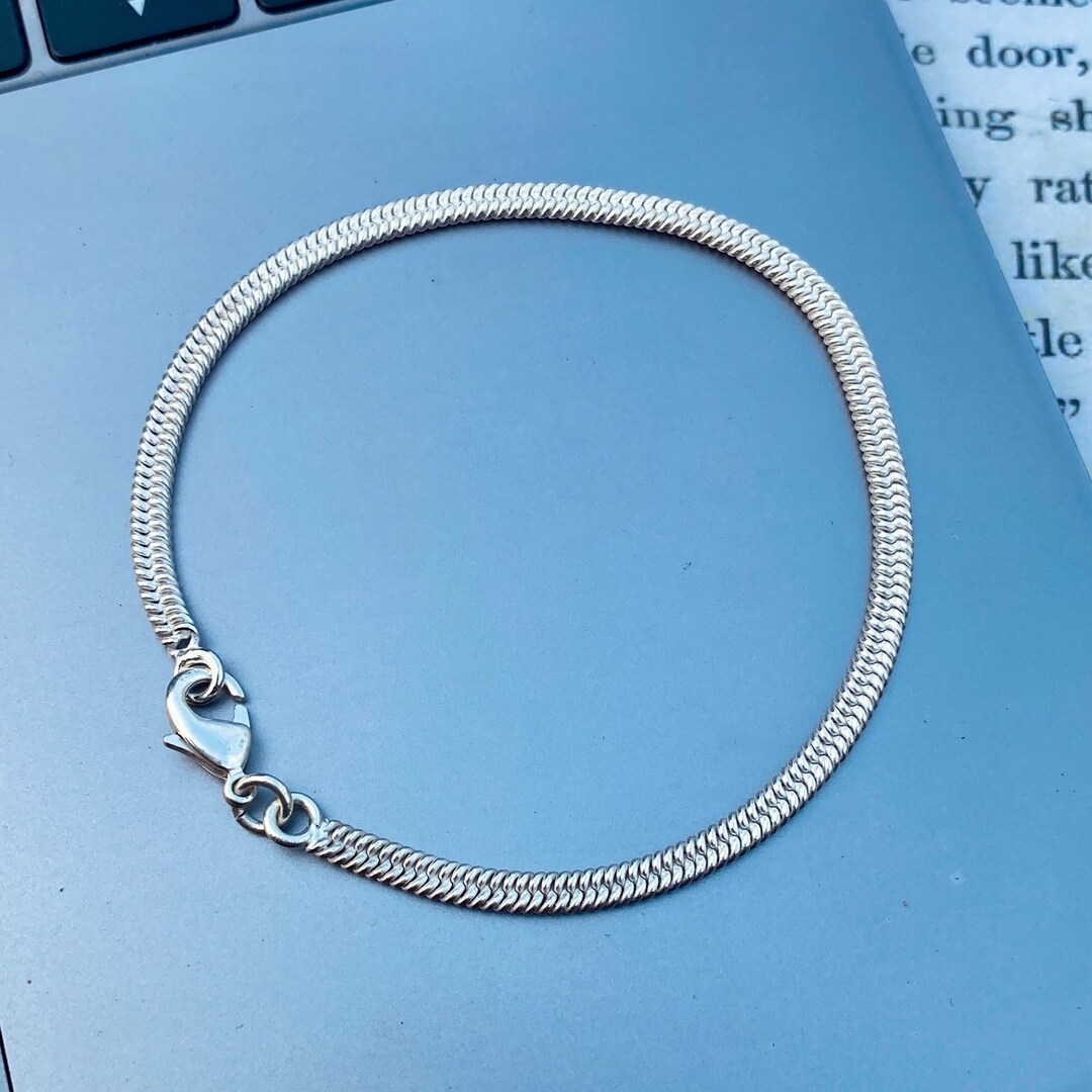 925 Sterling Silver Snake Chain Bracelet: Elegant Minimalist