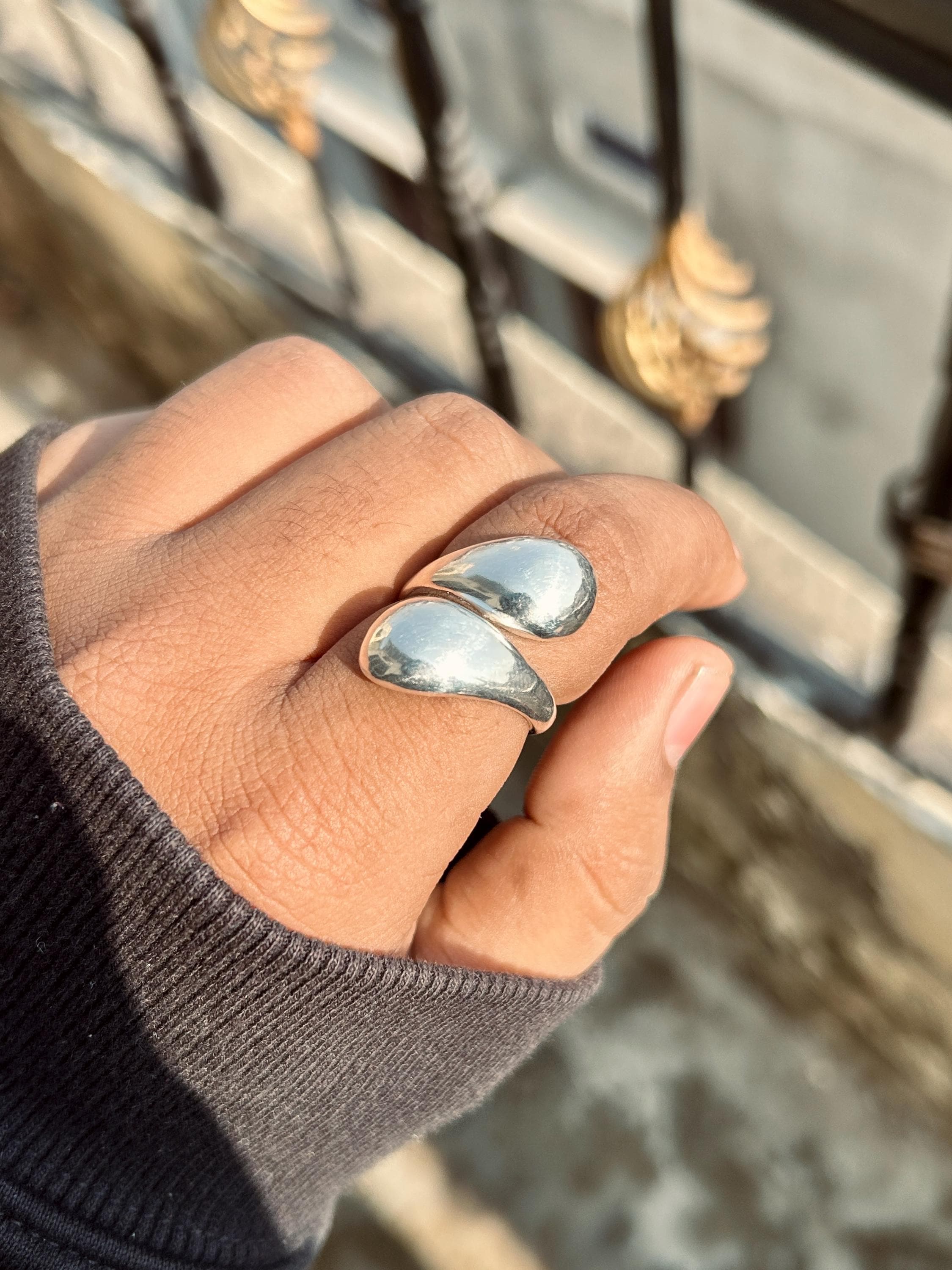 Chunky 925 Sterling Silver Dome Ring, Handmade Statement Fidget Unique ...