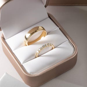 Couple Wedding Ring Set Lab Diamond Ring, 2pcs His and Her Rings, Men Wedding Band, Gold Minimalist Ring, Gift for Her, Wedding Ring set