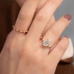2.5 Ct Oval Engagement Ring | Oval Diamond Ring | Vintage Inspired Yellow Gold Engagement Ring | Art Deco Promise Ring | Wedding