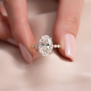 3.20 CT Oval Lab Diamond Engagement Ring | Solitaire Anniversary Ring | 14K Solid Gold Oval Cut Wedding Ring | Promise Ring Gift for Her