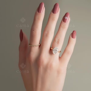 2 carat Oval Cut Colorless Lab Diamond Ring | Hidden halo Engagement Ring, 14K Solid Gold Ring, Oval Solitaire Ring, Hidden halo Ring