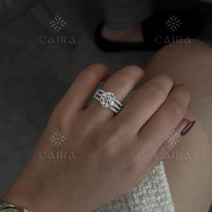 2 CT Round Lab Diamond Engagement Ring | 3 Split Shank Bands | 18K Yellow Gold Ring | Eternity Band For Her | Anniversary Gift for Her