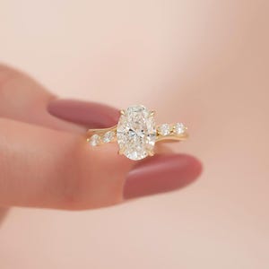 Unique Oval Engagement Ring | Vintage Inspired Yellow Gold Engagement Ring | Oval Diamond Ring | Art Deco Promise Ring | Wedding