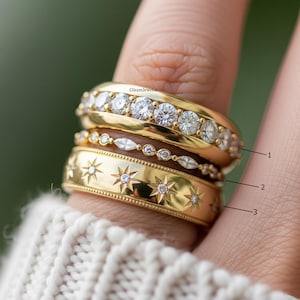 Channel Set Flush Setting Band, Moissanit Diamant Band rund & Marquise Cut, 925 Silber Full Eternity Stacking Band, zartes Milgrain Band