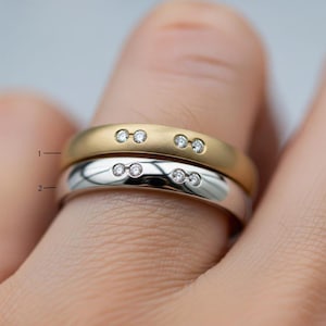 Fede nuziale antica larga, fede dell'eternità con quattro pietre, fede con diamanti moissanite taglio rotondo, fede di fidanzamento in argento 925, regalo per donna