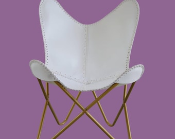 White Leather Butterfly Chair Cover – Modern Boho Sling Replacement (Sling Only)