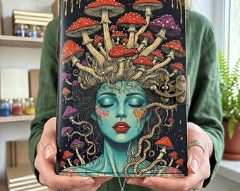 Mushroom Goddess Journal, Gothic Witch Grimoire, Dark Academia Diary, Fantasy Spell Book