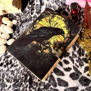 Raven Leather Journal with Lock: Gothic Witchcraft Grimoire, Dark Academia Diary