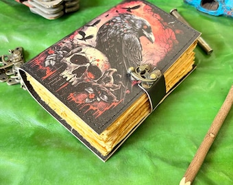400 Pages Raven & Skull Gothic Leather Journal: Witchy Grimoire, Dark Academia