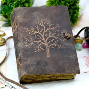 Handmade Tree of Life Leather Journal: Rustic Brown Writing Diary