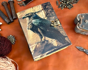 400 Pages Handmade Eagle Leather Journal, Blank Spell Book, Vintage Diary