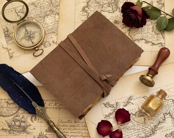 Diario de cuero personalizado, cuaderno encuadernado a mano, libro de hechizos antiguo de las sombras, cuaderno de viaje hecho a mano