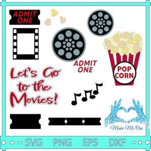 Let&#39;s Go to the Movies PopCorn SVG Png Dxf Eps Cut file