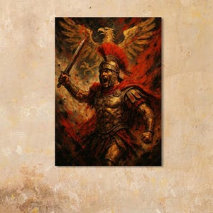 Roman Empire SPQR Poster – Legionary General & Imperial Eagle Wall Art – Ancient Warrior Decor – Giclée Print for History Lovers (50x70)