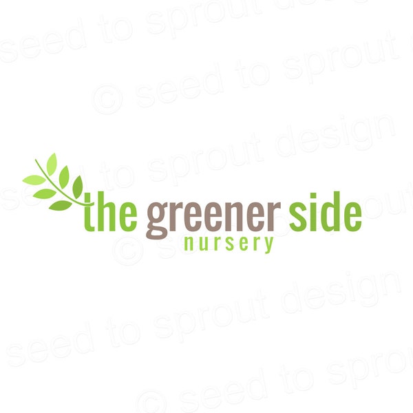 Logo Design Pre-made Leaves - Nursery - Green -  SOLD ONLY ONCE