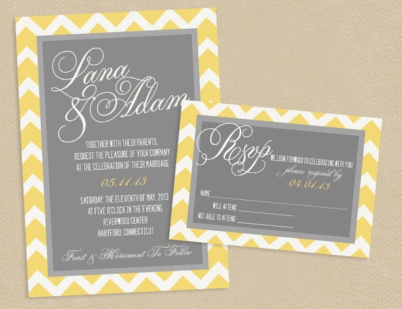 Grey Chevron Wedding Invitations 4