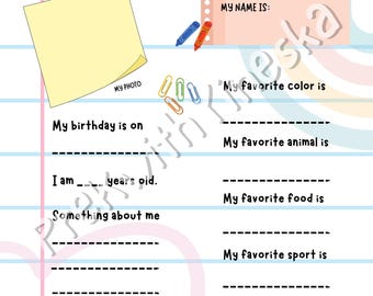 All About Me - Worksheet