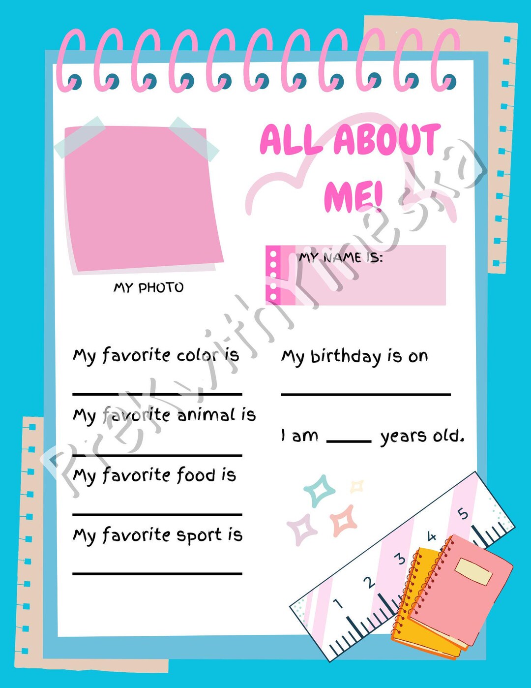 All About Me - Notebook - Etsy