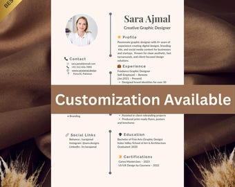 Modern cv-sjabloon: bewerkbaar canva-cv met sollicitatiebrief (digitale download)