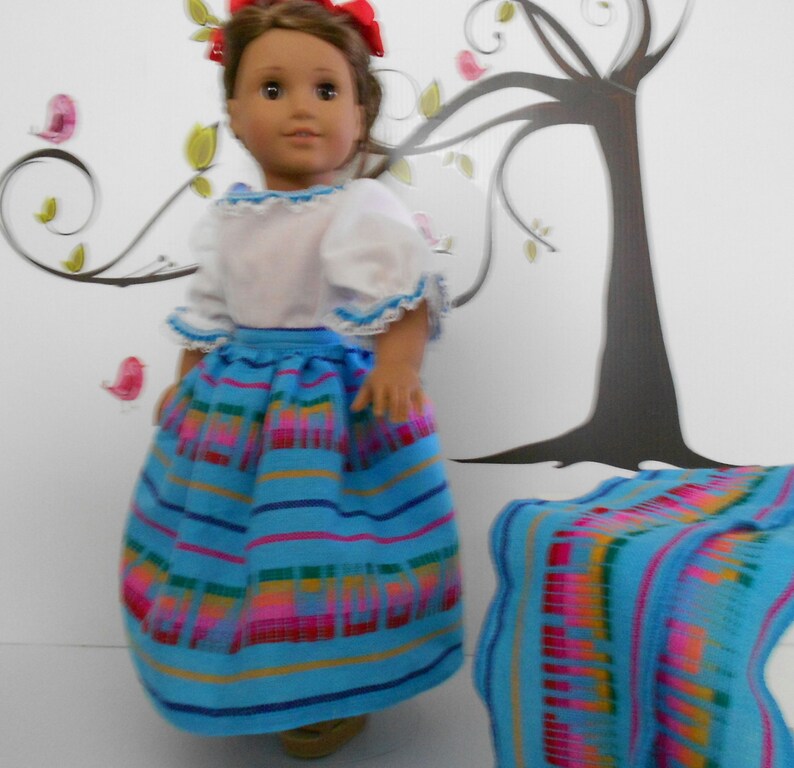 Mexican folklorico turquoise skirt blouse ensemble with rebozo Etsy