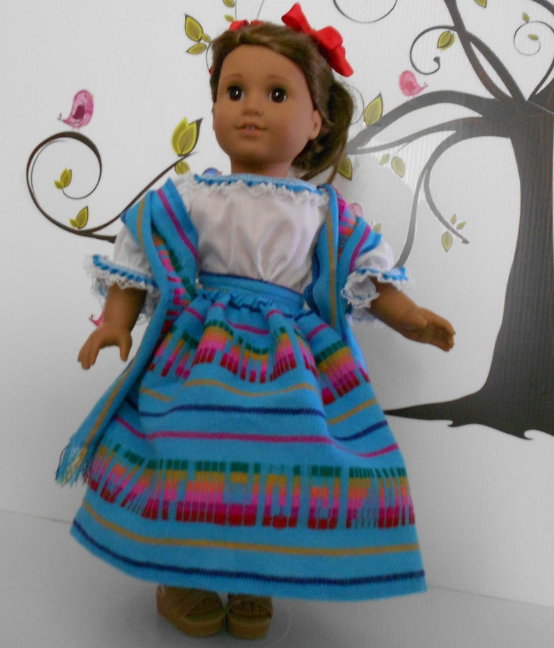 Mexican folklorico turquoise skirt blouse ensemble with rebozo Etsy