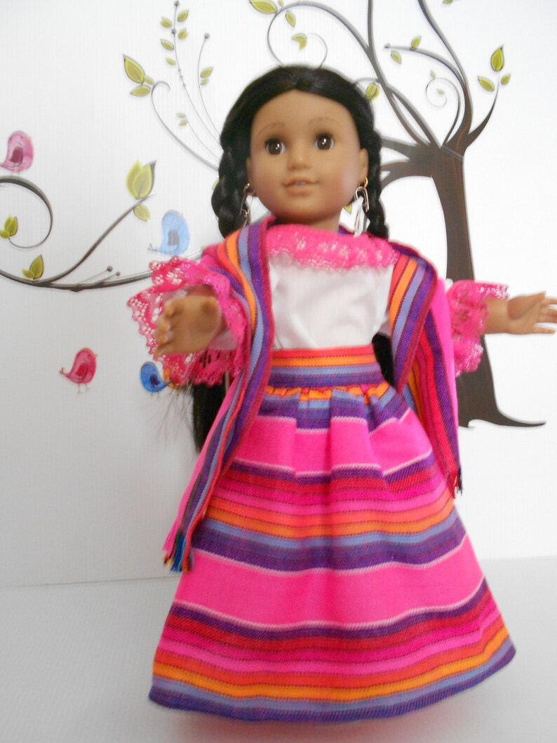 Mexican folklorico pink skirt blouse ensemble with rebozo for Etsy