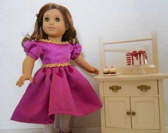 Gala Party dress Raspberry Satin fits 18 in doll like American Girl