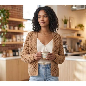 Open Work Breezy Cardigan Crochet Pattern PDF Light Summer Sweater Boho Top Digital Download