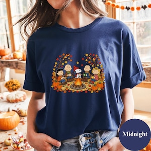 Peanuts Campfire Shirt, Fall Snoopy Graphic Tee, Charlie Brown Autumn Pumpkin Tshirt, Cute Retro Thanksgiving Crewneck, Cozy Camp Gift