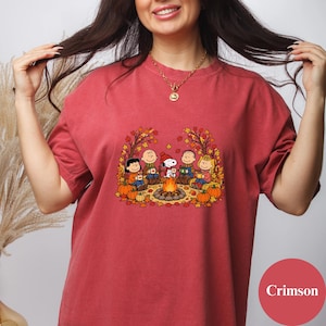 Peanuts Campfire Shirt, Fall Snoopy Graphic Tee, Charlie Brown Autumn Pumpkin Tshirt, Cute Retro Thanksgiving Crewneck, Cozy Camp Gift