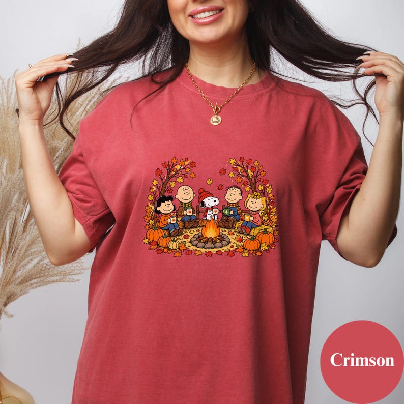 Peanuts Campfire Shirt, Fall Snoopy Graphic Tee, Charlie Brown Autumn Pumpkin Tshirt, Cute Retro Thanksgiving Crewneck, Cozy Camp Gift