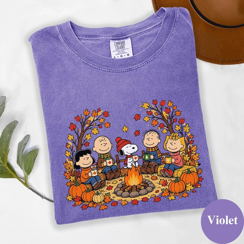 Peanuts Campfire Shirt, Fall Snoopy Graphic Tee, Charlie Brown Autumn Pumpkin Tshirt, Cute Retro Thanksgiving Crewneck, Cozy Camp Gift
