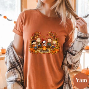 Peanuts Campfire Shirt, Fall Snoopy Graphic Tee, Charlie Brown Autumn Pumpkin Tshirt, Cute Retro Thanksgiving Crewneck, Cozy Camp Gift
