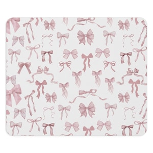 Elegant Pink Bow Pattern Mouse Pad, Desktop Accessories, Gift for Her, Office Decor, Birthday Gift, Chic Computer Mat