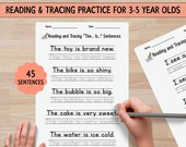 Toddler Writing Practice Sheet, Preschool & Kindergarten Tracing Sentences, Early Reading and Handwriting Worksheets, 9 Pages Printable