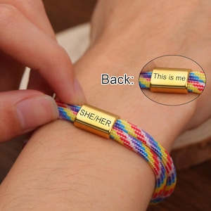 Pride Rainbow-armband mannen en vrouwen, op maat gegraveerd met niet-binaire voornaamwoorden, LGBTQ-armband, homo-lesbische biseksuele bi-transgender, CSD-festival