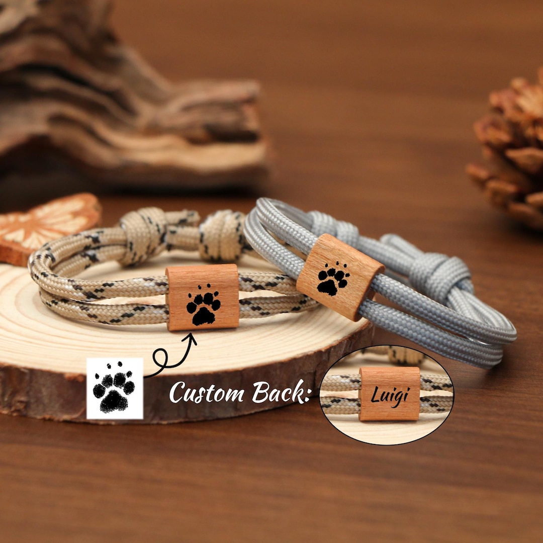 Custom Actual Paw Print Wood Bracelet,personalized Engraved Name Pet ...