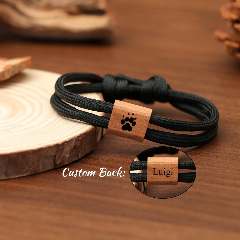 Custom Pet Paw Print Bracelet, Actual Paw Print Engraved Wood Bracelet ...