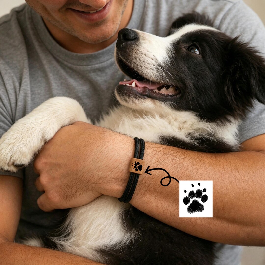 Custom Pet Paw Print Bracelet, Actual Paw Print Engraved Wood Bracelet ...