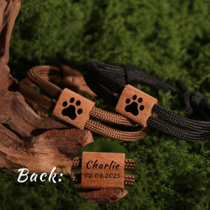 Personligt armband med tassavtryck för husdjur, återvunnet lönnträ, anpassat justerbart armband, graverat husdjursnamn, hundkatt minnesgåva