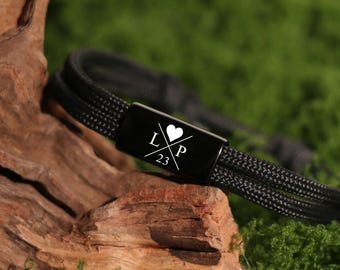 Bracciale da uomo, braccialetto personalizzato in corda da vela, braccialetto inciso per uomo e donna, braccialetto per partner, regalo per lui e fidanzato, braccialetto per la famiglia