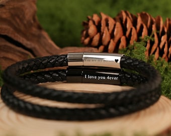Personalized Leather Bracelet,Engraved Name Bracelet,Custom Bracelet For Men For Dad,Personalized Gift For Him, Anniversary Gift,Men's Gift