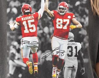 Comfort Colors Travis Kelce Patrick Mahomes Shirt, Vintage Kansas City Football Graphic Tee, Game Day Shirt