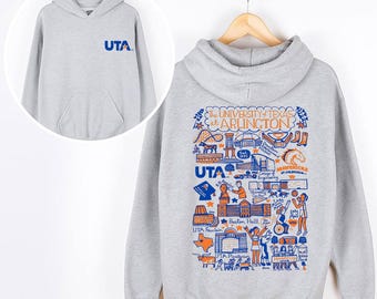 Sudadera universitaria personalizada dibujada a mano, camiseta universitaria vintage, sudadera con capucha personalizada para exalumnos.