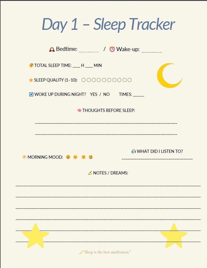 Sleep Tracker Printable – 7 Day Calm Sleep Journal PDF, Digital ...